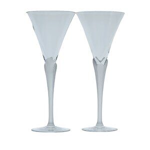 Sasaki Aegean Water Glasses 9.75" Frosted Stem Crystal set/2 wine goblets vtg